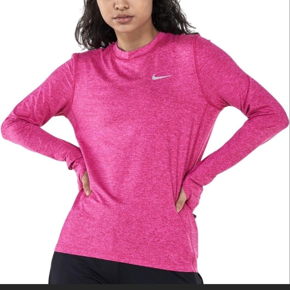 Nike Women's Pink Dri-Fit Running Long Sleeve Top Medium